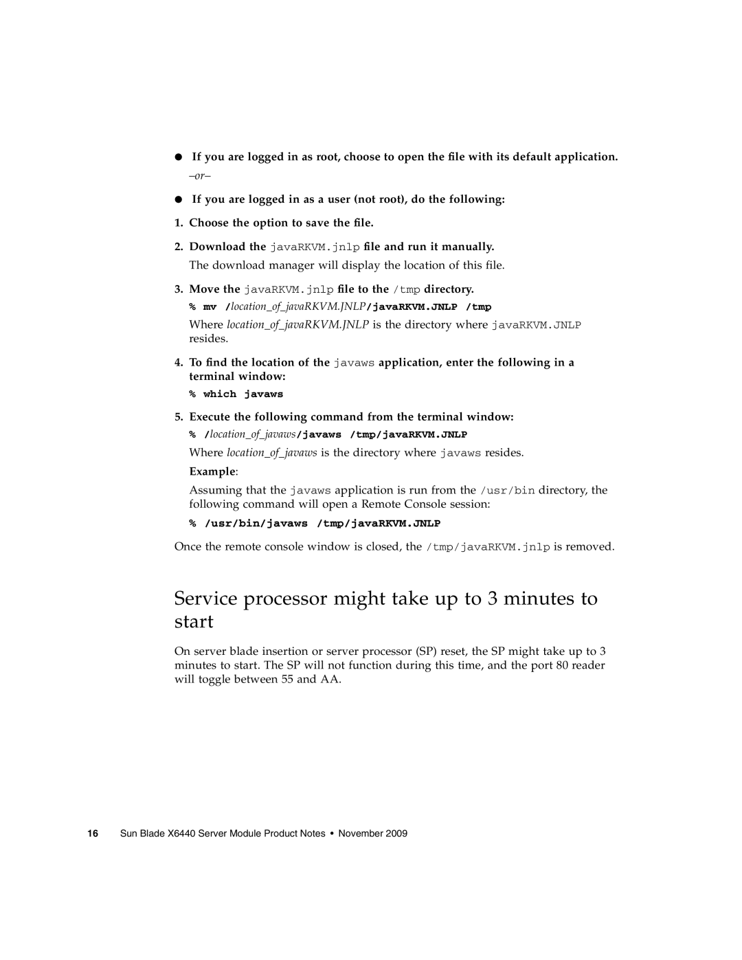 Sun Microsystems X6440 manual Service processor might take up to 3 minutes to start 