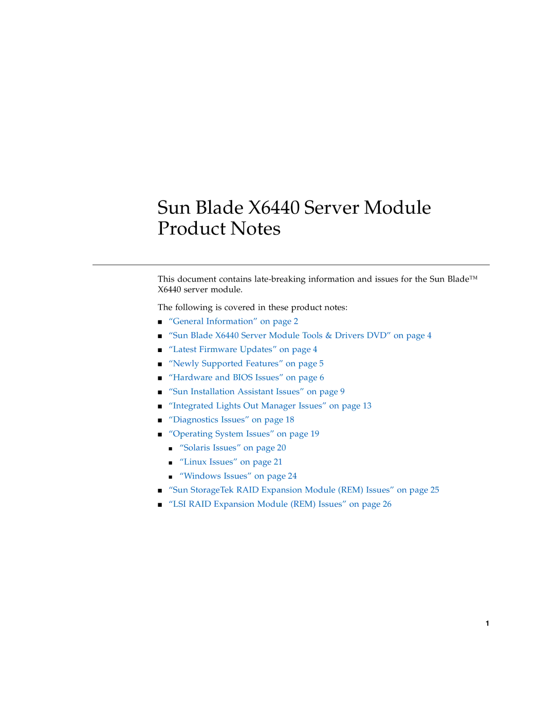 Sun Microsystems manual Sun Blade X6440 Server Module Product Notes 