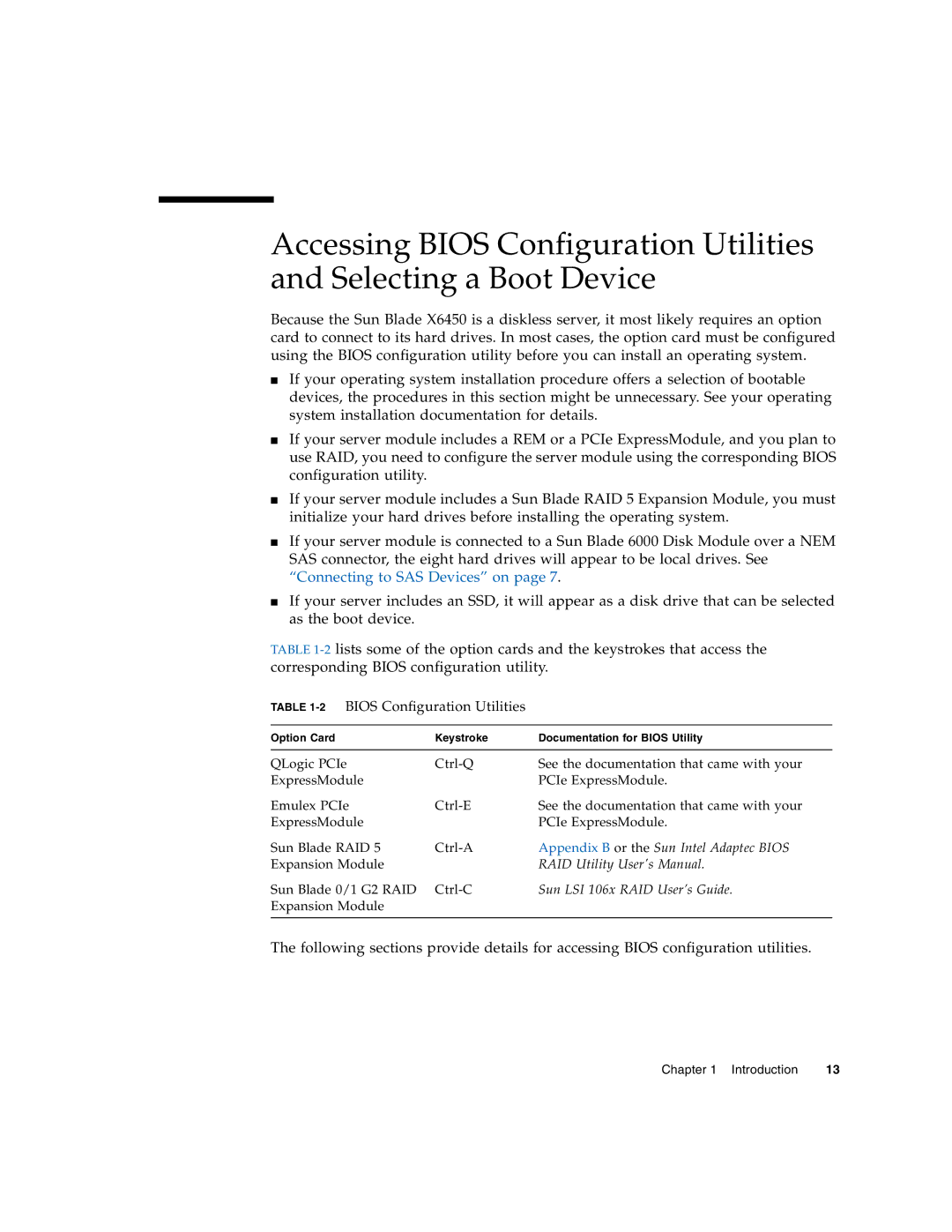 Sun Microsystems X6450 manual 2BIOS Configuration Utilities 