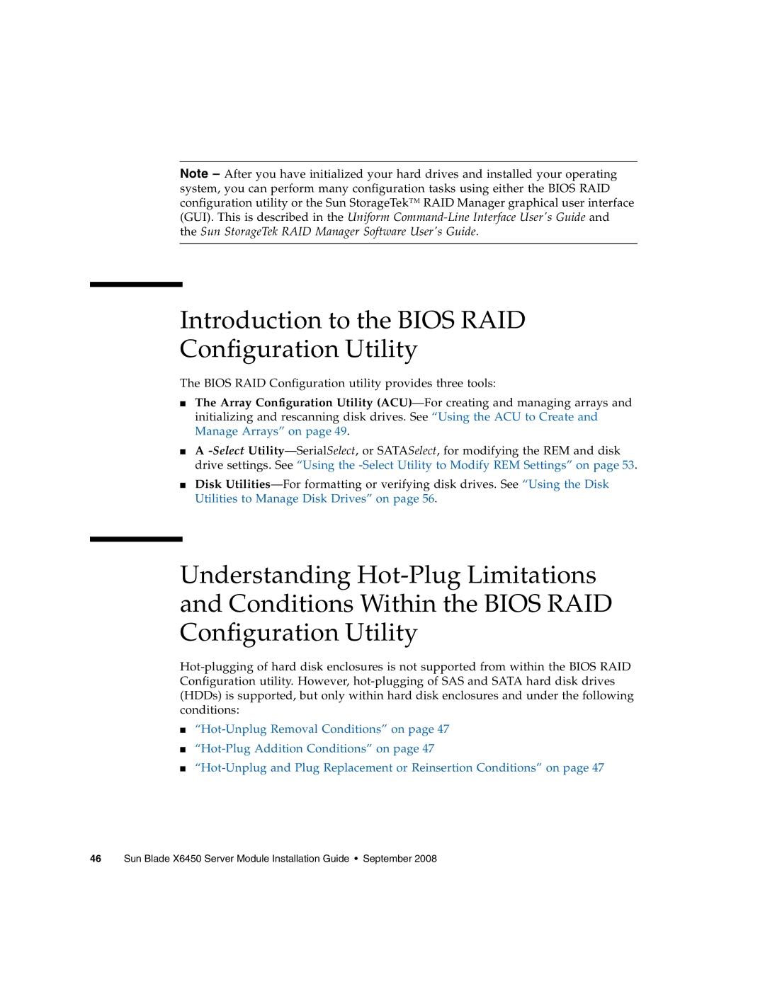 Sun Microsystems X6450 manual Introduction to the Bios RAID Configuration Utility 