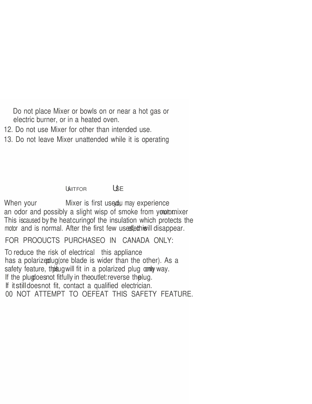 Sunbeam 2359, 2356, 2360, 2358 instruction manual For Prooucts Purchaseo in U.S & Canada only 