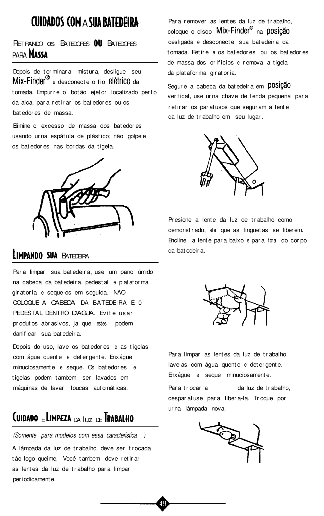 Sunbeam 2360, 2356, 2358, 2359 instruction manual Uidados OM a SUA Batedeiras 