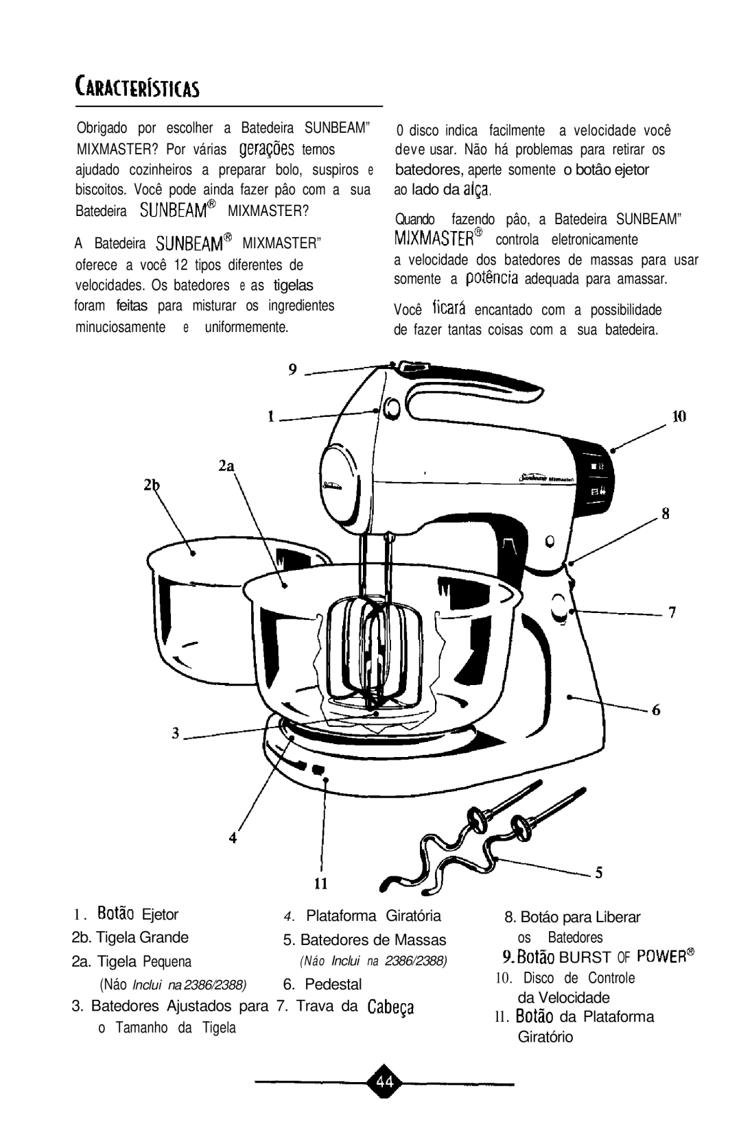 Sunbeam 2369, 2388, 2368, 2386, 2367 instruction manual Da Plataforma 