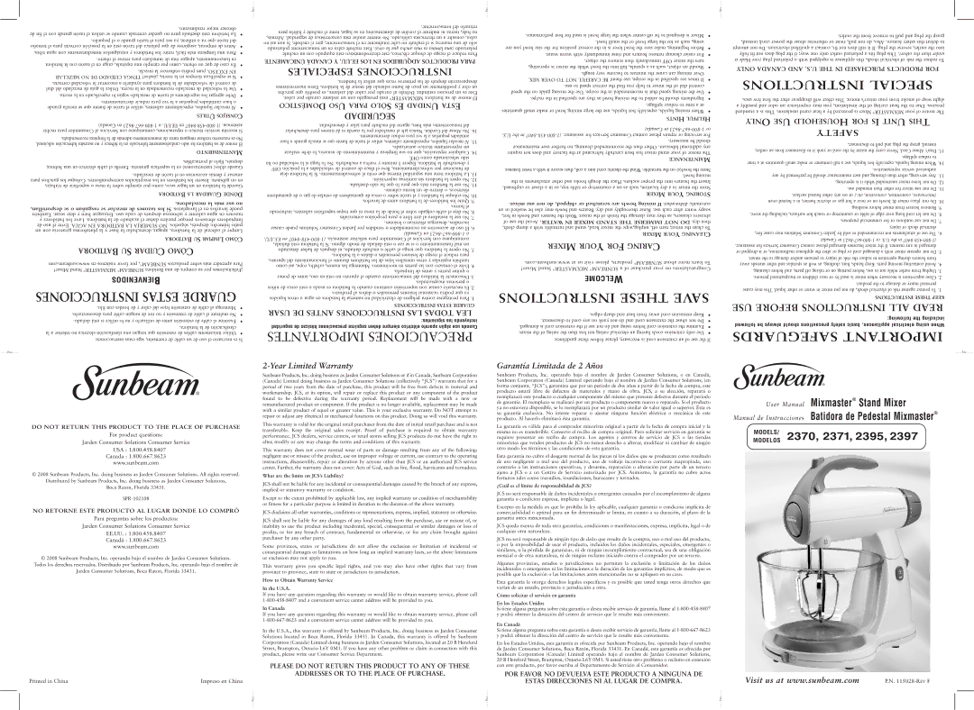 Sunbeam 2397, 2395 user manual Loen OS, Prarap, Ciéos OM, Nilasst S 