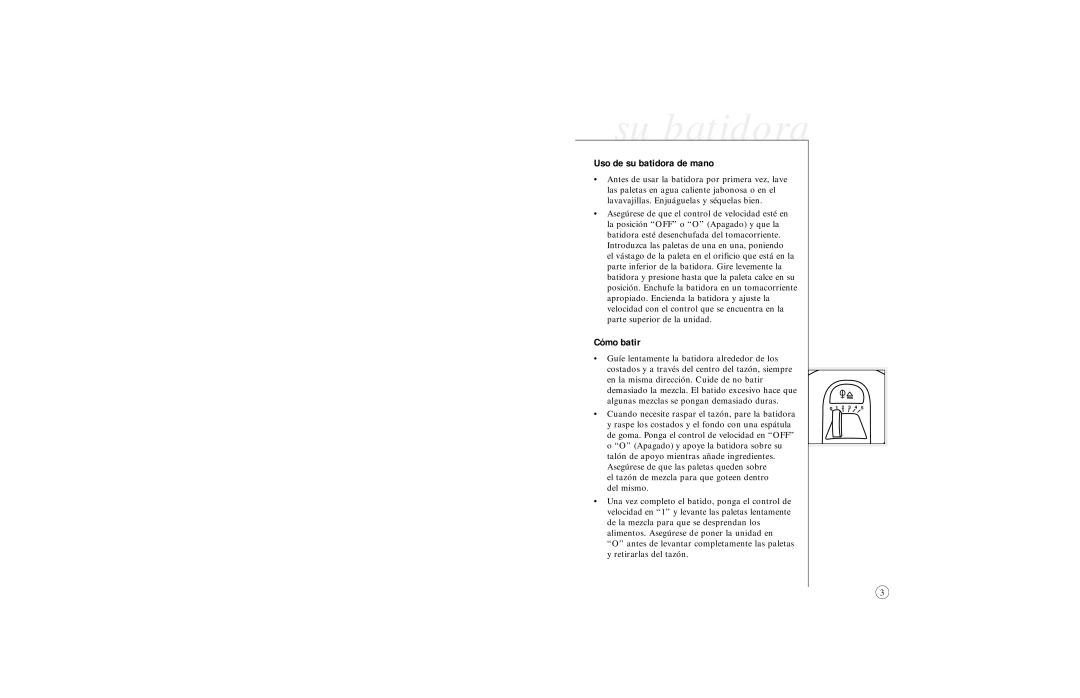 Sunbeam 2480 user manual Su batidora, Uso de su batidora de mano, Cómo batir 