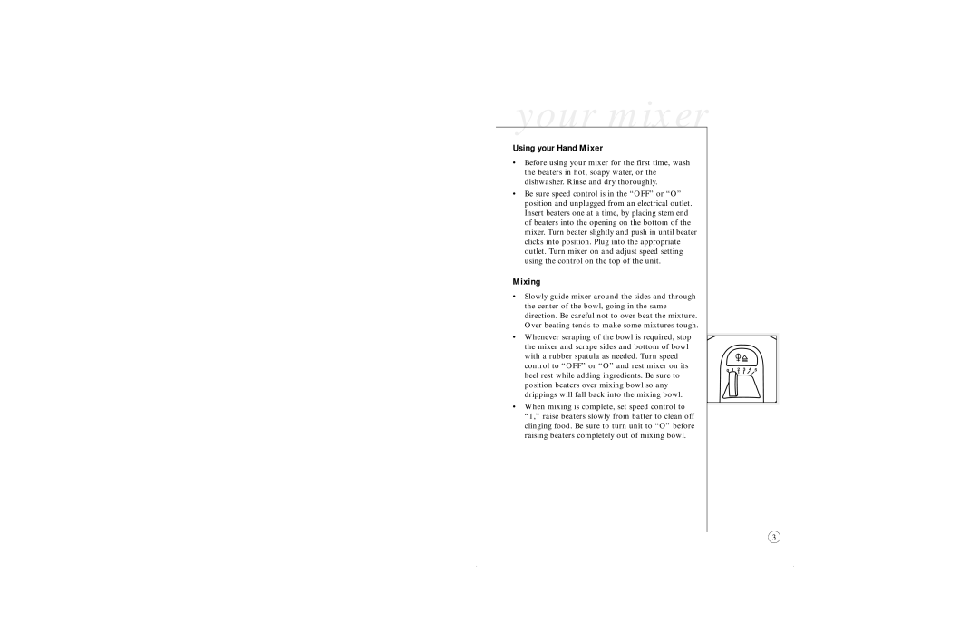 Sunbeam 2480 user manual Using your Hand Mixer, Mixing 