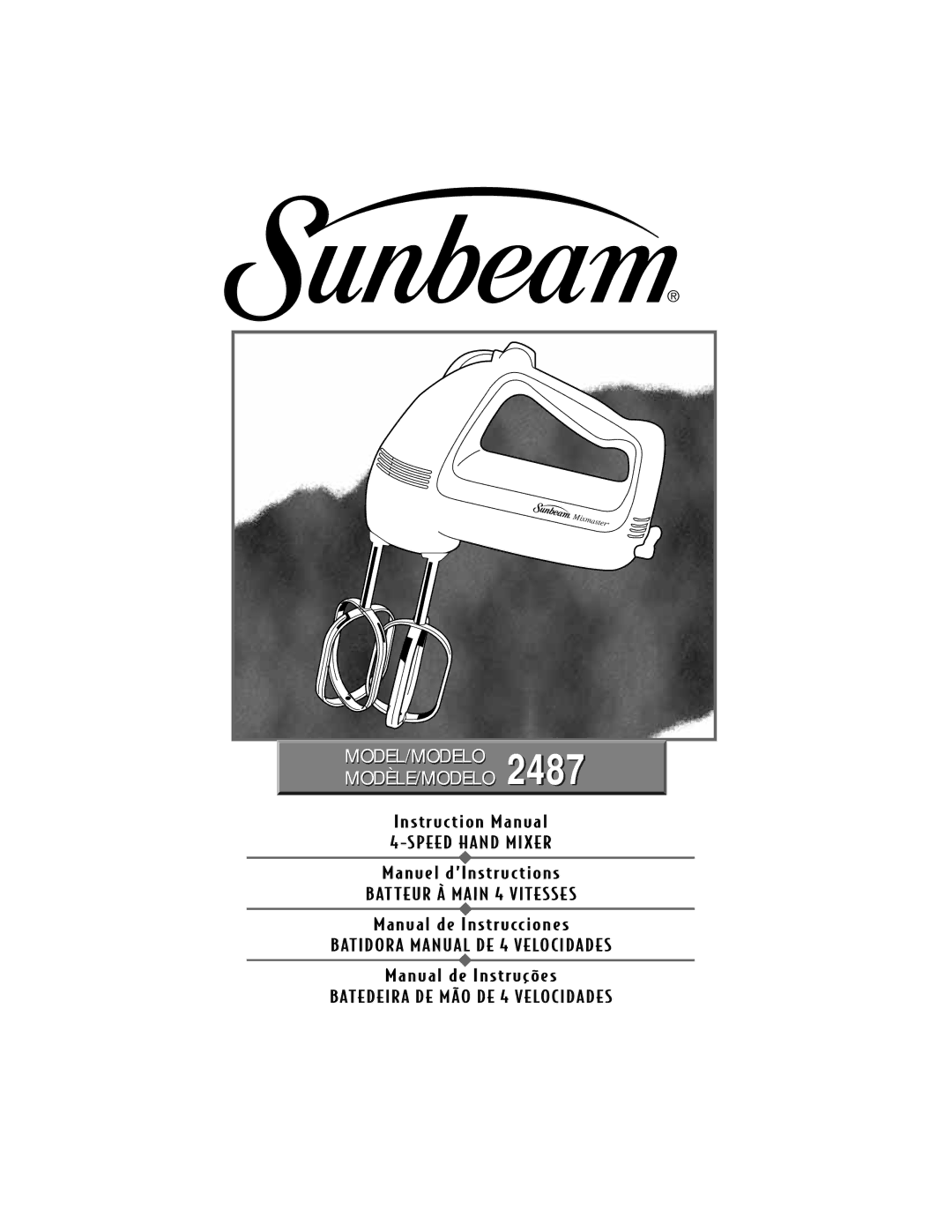 Sunbeam 2487 instruction manual Speed Hand Mixer 