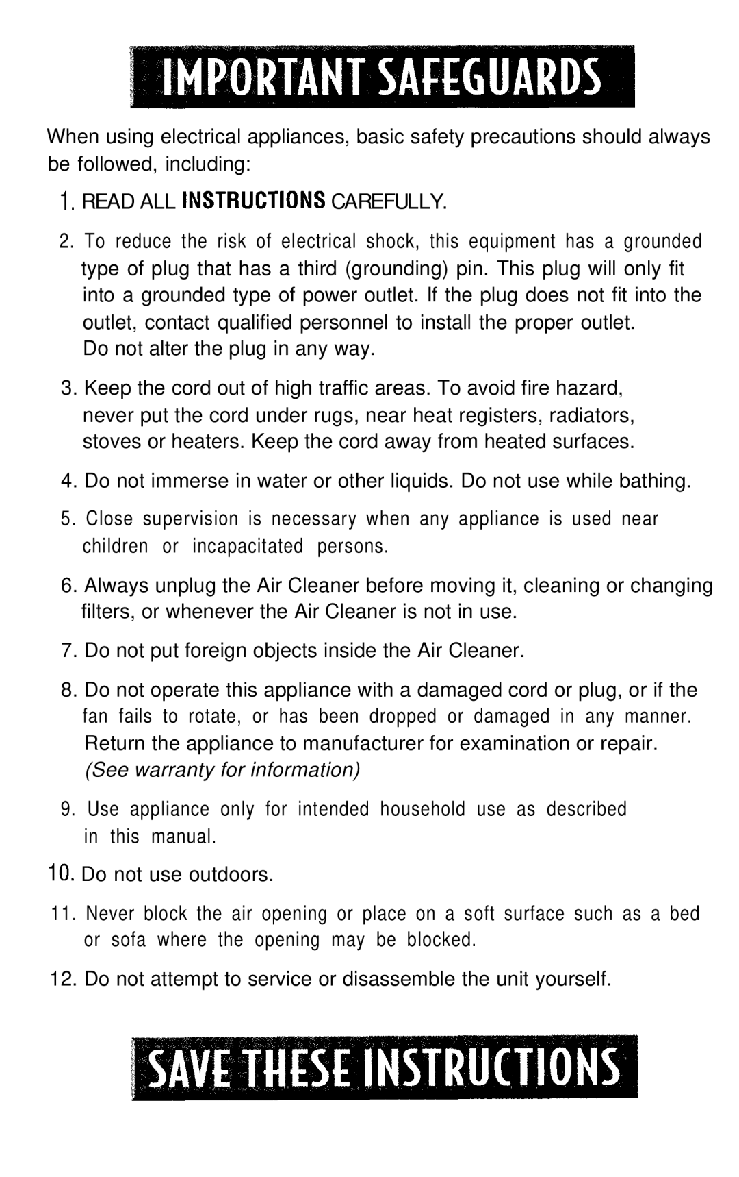 Sunbeam 2543, 2544 instruction manual See warranty for information 