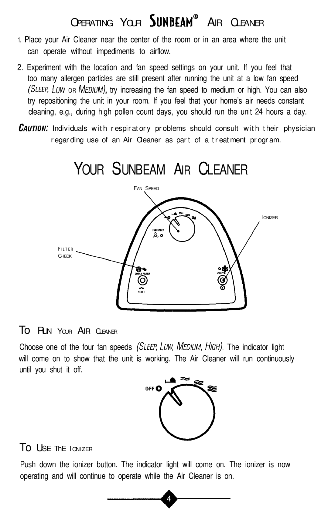 Sunbeam 2543, 2544 instruction manual Your Sunbeam AIR Cleaner 