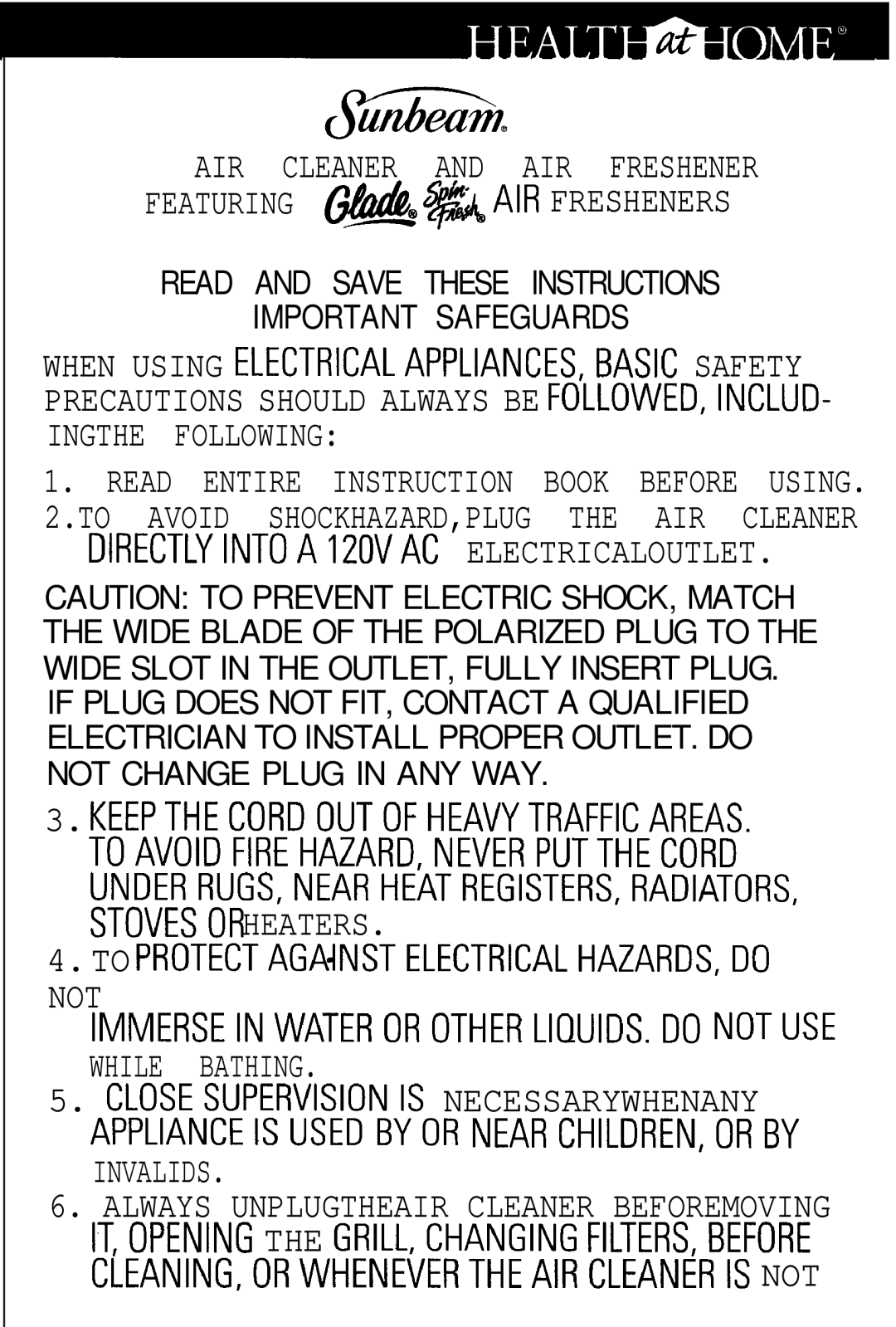 Sunbeam 2589 manual JifaG, Read and Save These Instructions Important Safeguards 