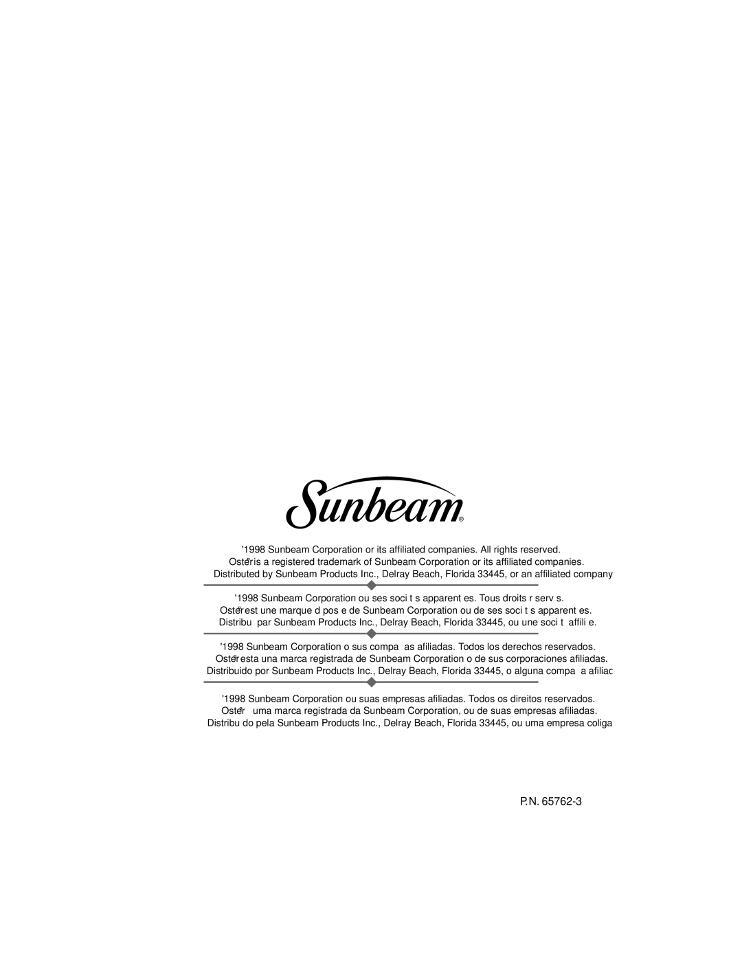 Sunbeam 3208 instruction manual 