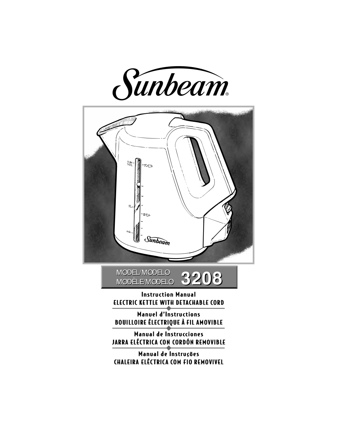 Sunbeam instruction manual MODEL/MODELO 3208 MODÈLE/MODELO 