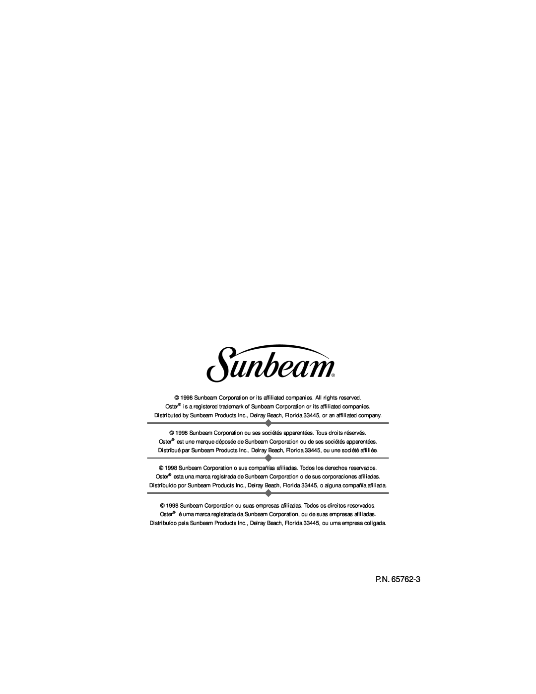 Sunbeam 3208 instruction manual 