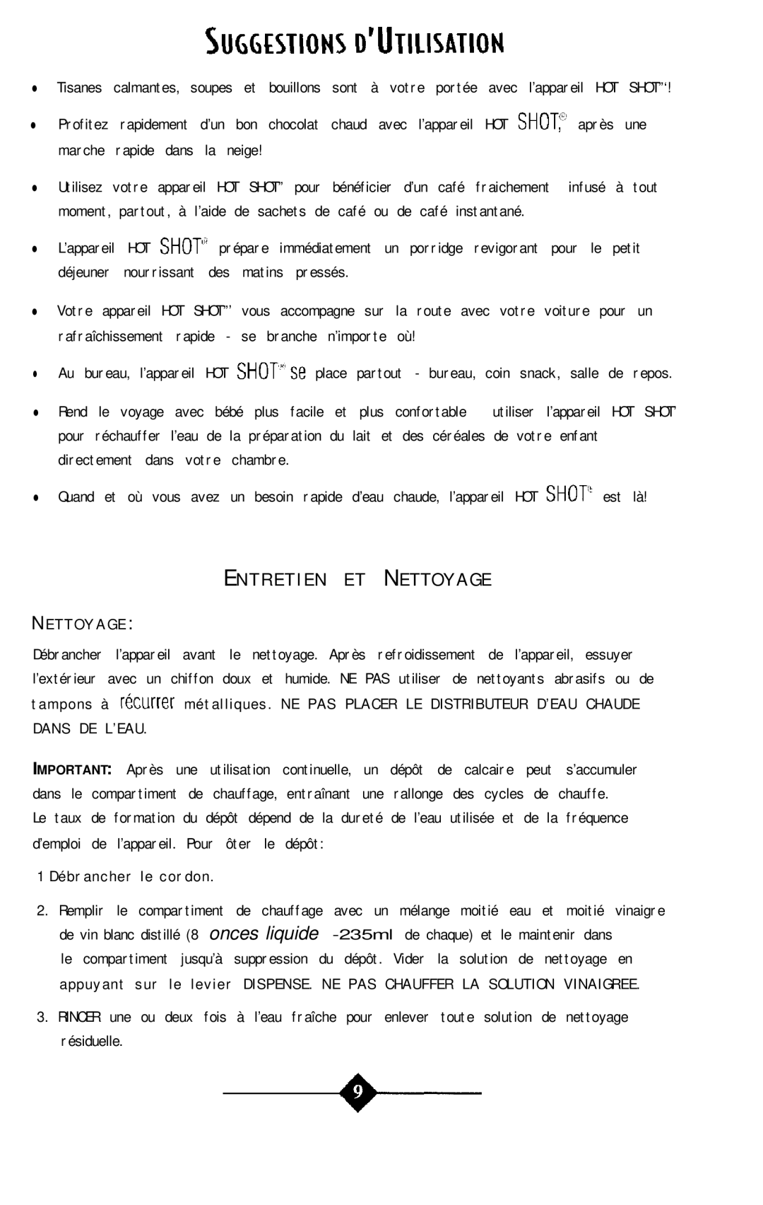 Sunbeam 3211 instruction manual EN T R E T I E N E T Nettoyage 