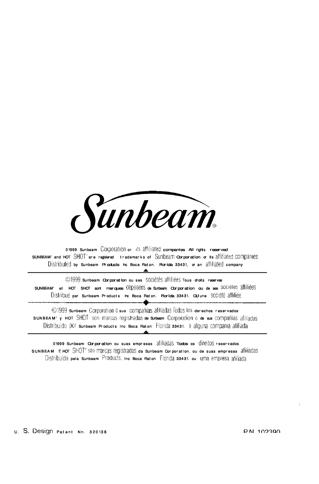 Sunbeam 3211 instruction manual 