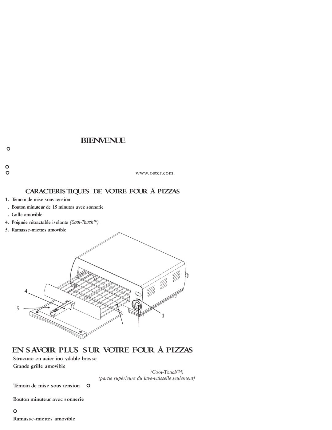 Sunbeam 3224 user manual Bienvenue, EN Savoir Plus SUR Votre Four À Pizzas 