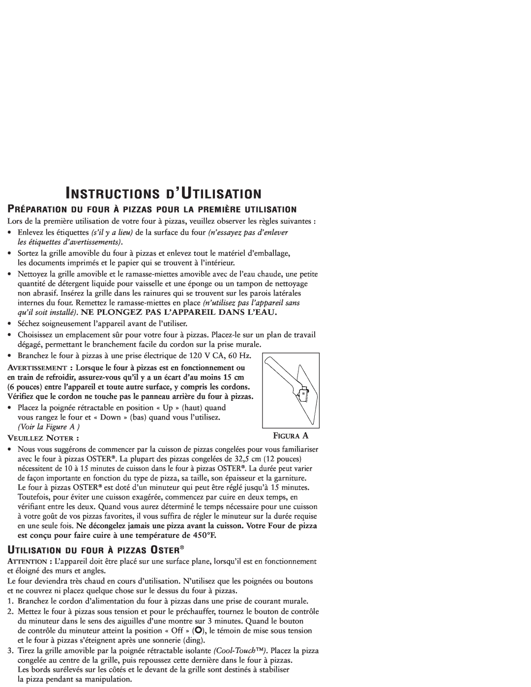 Sunbeam 3224 user manual Instructions D’Utilisation, Utilisation Du Four À Pizzas Oster 