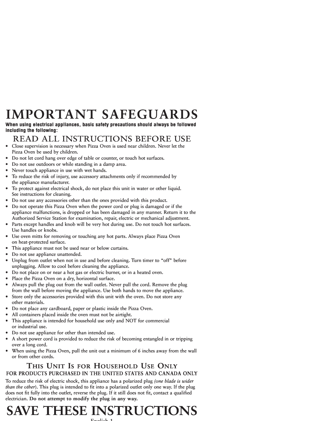 Sunbeam 3224 user manual Important Safeguards, Save These Instructions, English, Read All Instructions Before Use 
