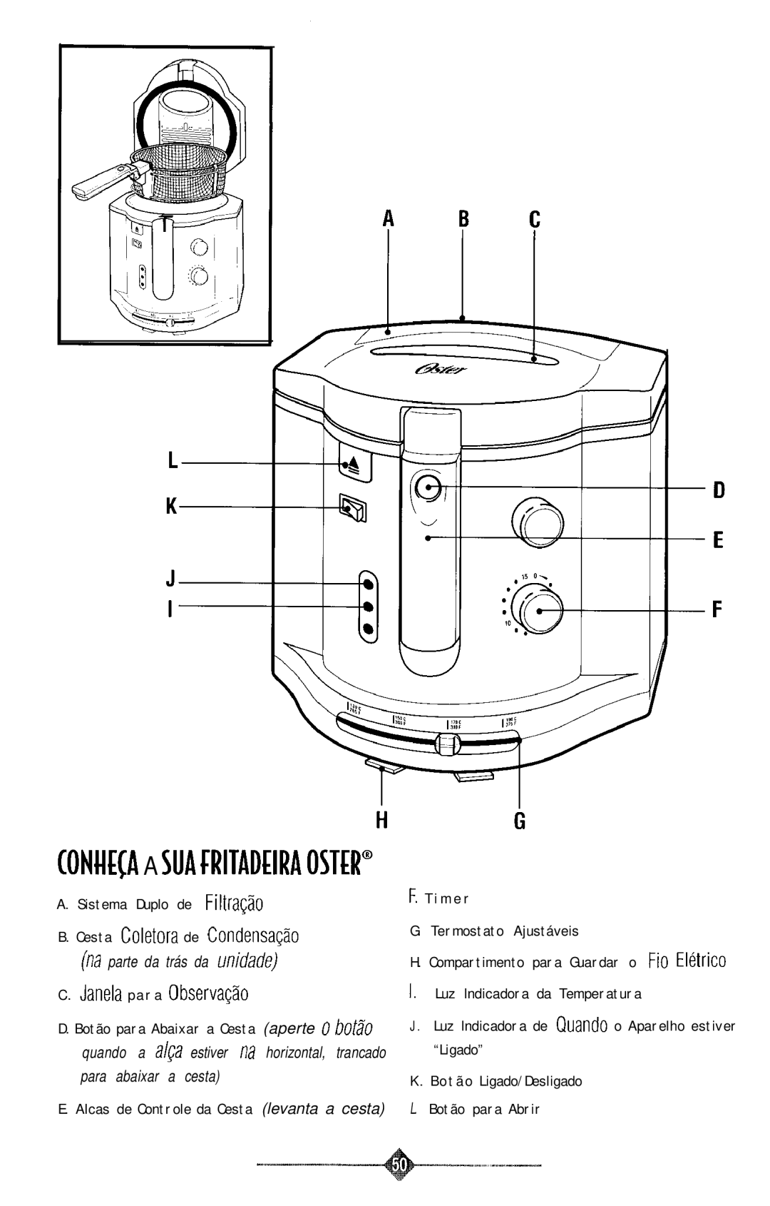 Sunbeam 3241, 3240 manual Onhea a SUA Fritadeira Oster 