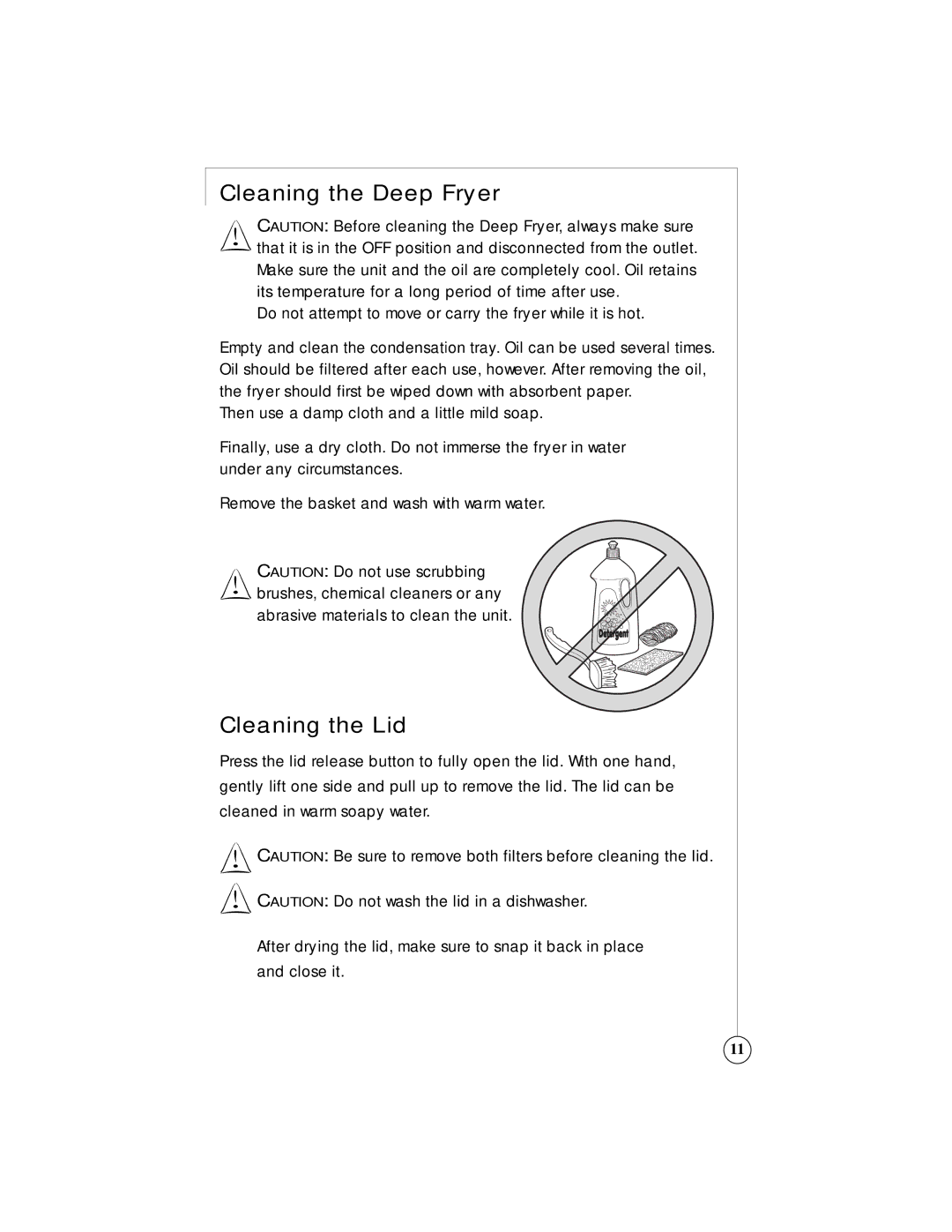 Sunbeam 3242, 3247 owner manual Cleaning the Deep Fryer 