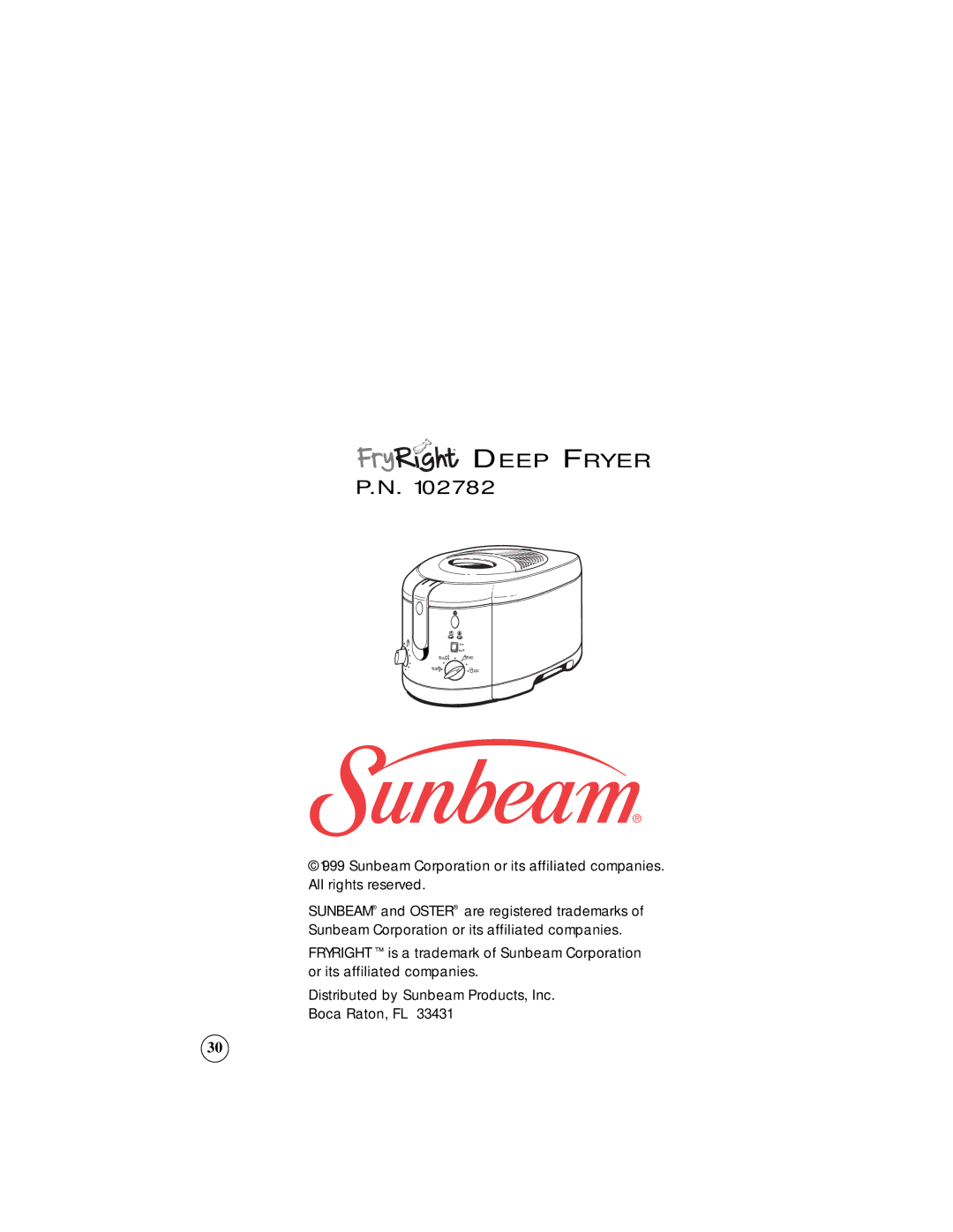 Sunbeam 3247, 3242 owner manual Deep Fryer 