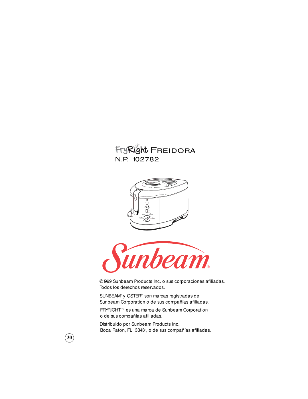 Sunbeam 3247, 3242 owner manual Freidora 