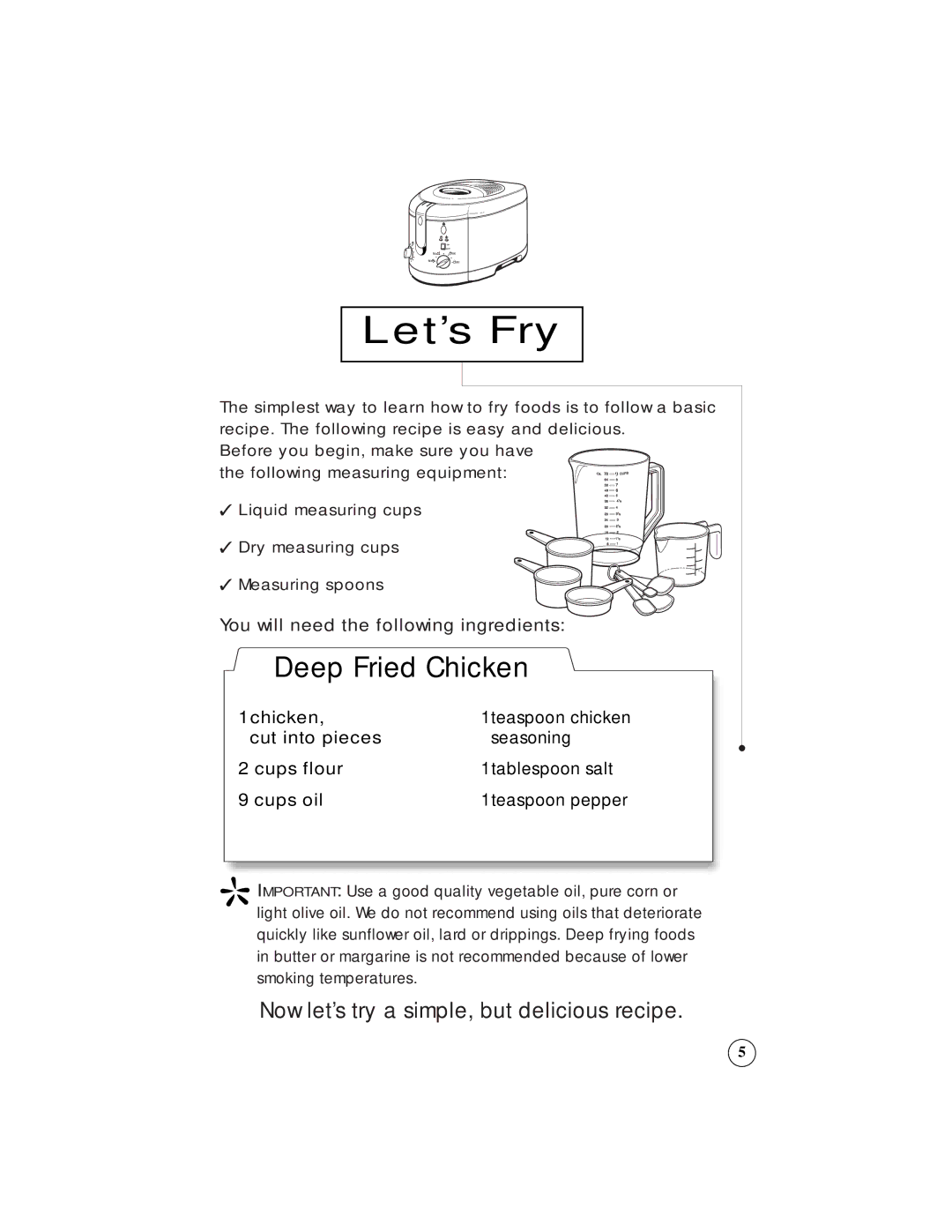 Sunbeam 3242, 3247 owner manual Let’s Fry 