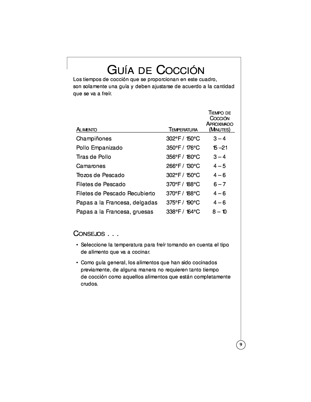 Sunbeam 3242, 3247 owner manual Guía De Cocción 