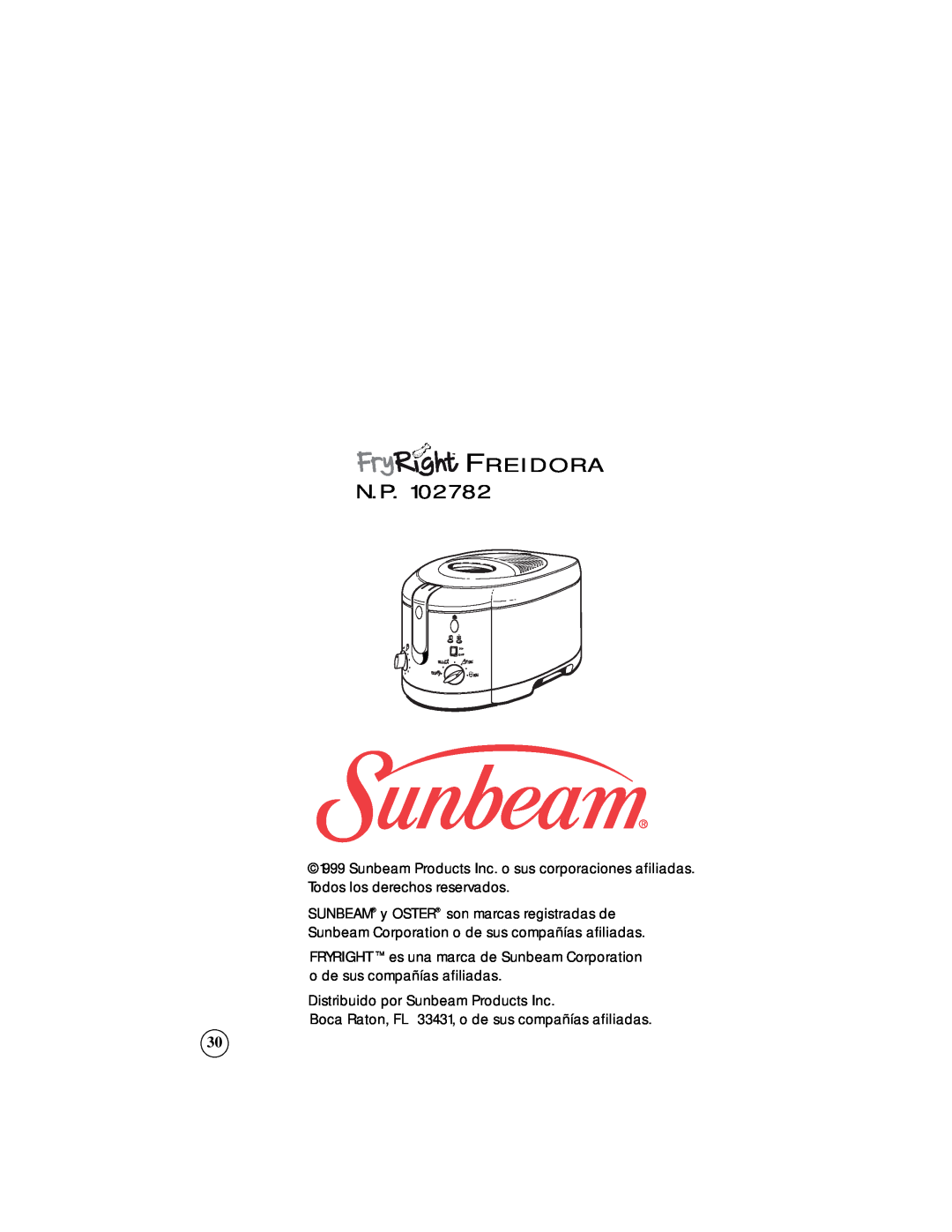 Sunbeam 3247, 3242 owner manual Freidora N.P 