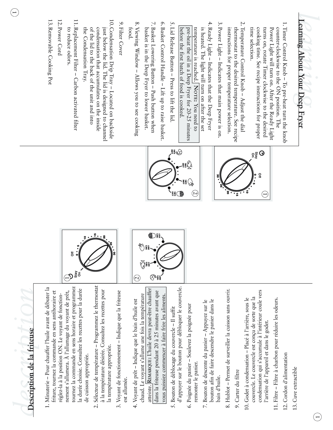 Sunbeam 3254-33, 3255-33 user manual Learning About YourlearningDeep Fryer, descriptionDescription de la friteuse 