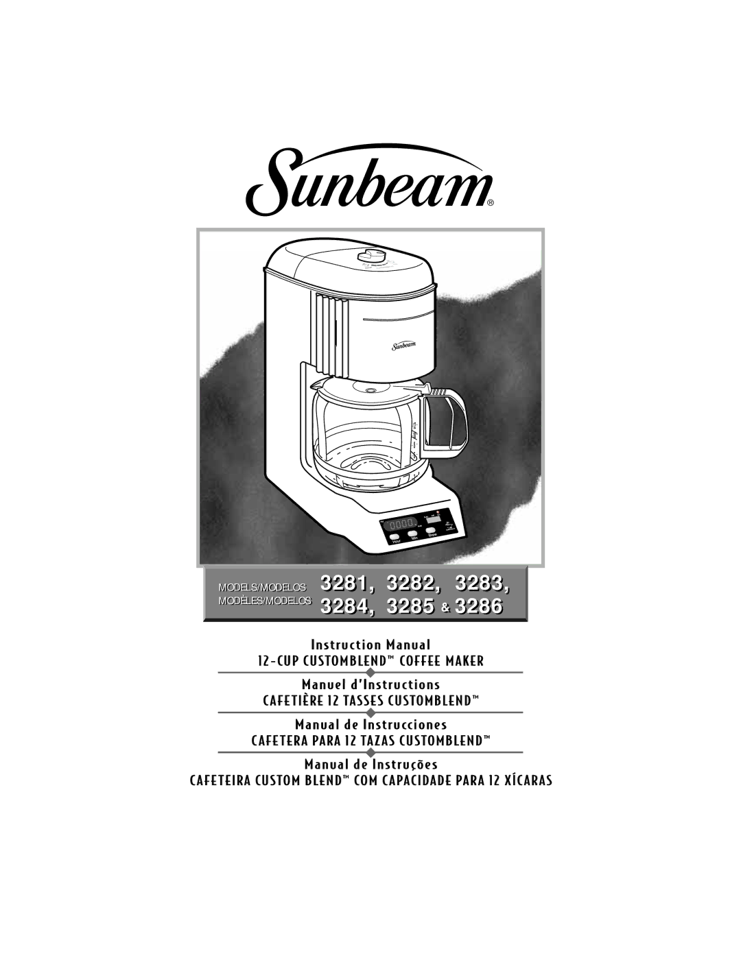 Sunbeam 32863281 instruction manual 3281, 3282, 3283, 3284, 3285 