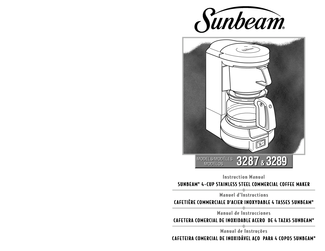 Sunbeam 3289 instruction manual Instruction Manual, Manuel d’Instructions, Manual de Instrucciones, Manual de Instruções 