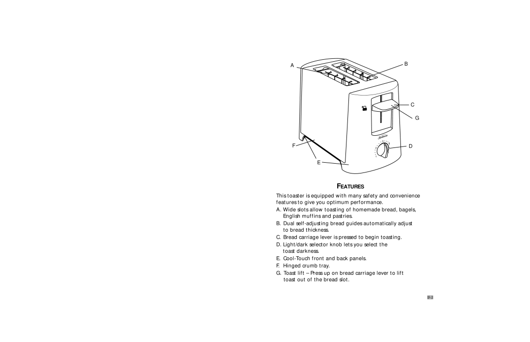 Sunbeam 3837 user manual Features 