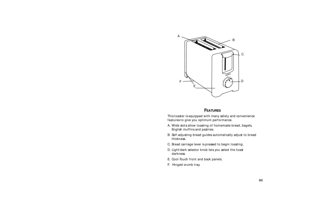 Sunbeam 3840 user manual Features 