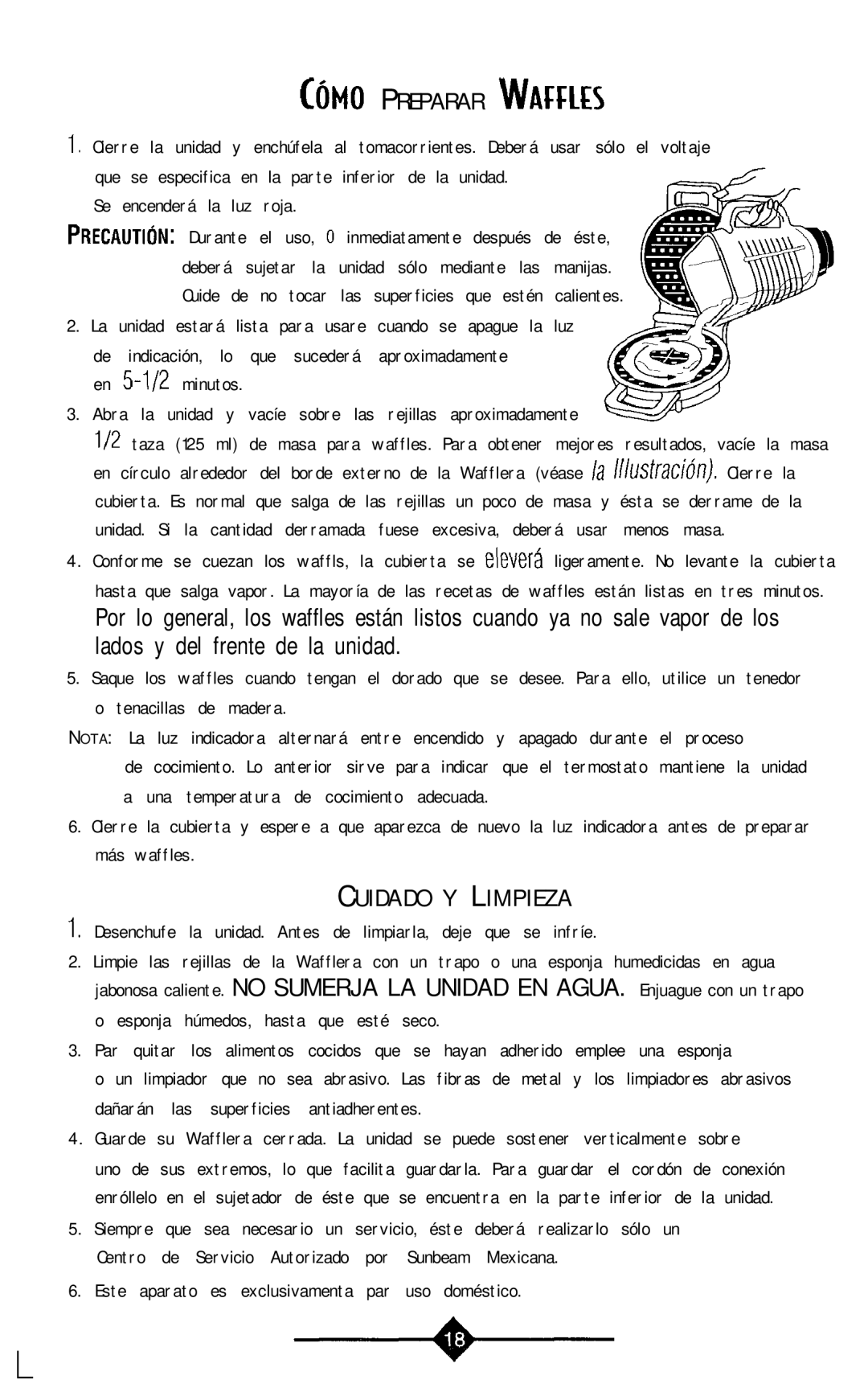 Sunbeam 3856-1 instruction manual Cuidado Y Limpieza 