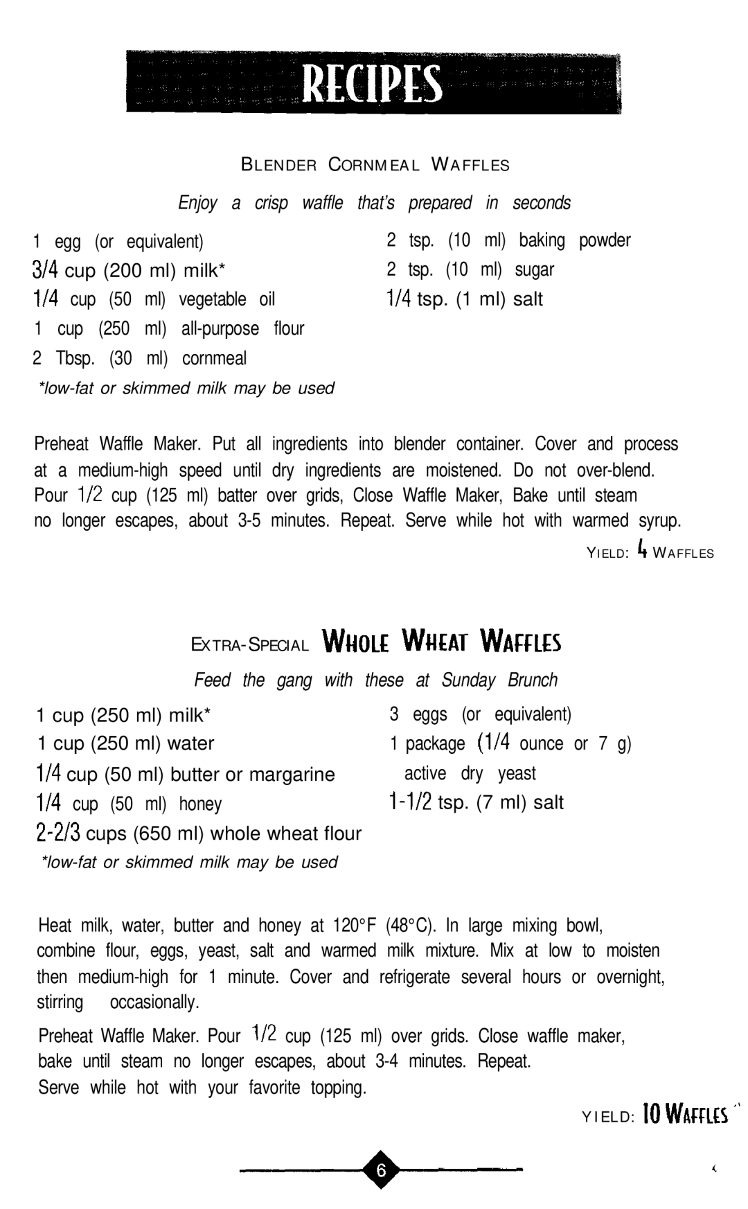 Sunbeam 3856-1 instruction manual Cornmeal, Feed the gang with these at Sunday Brunch 