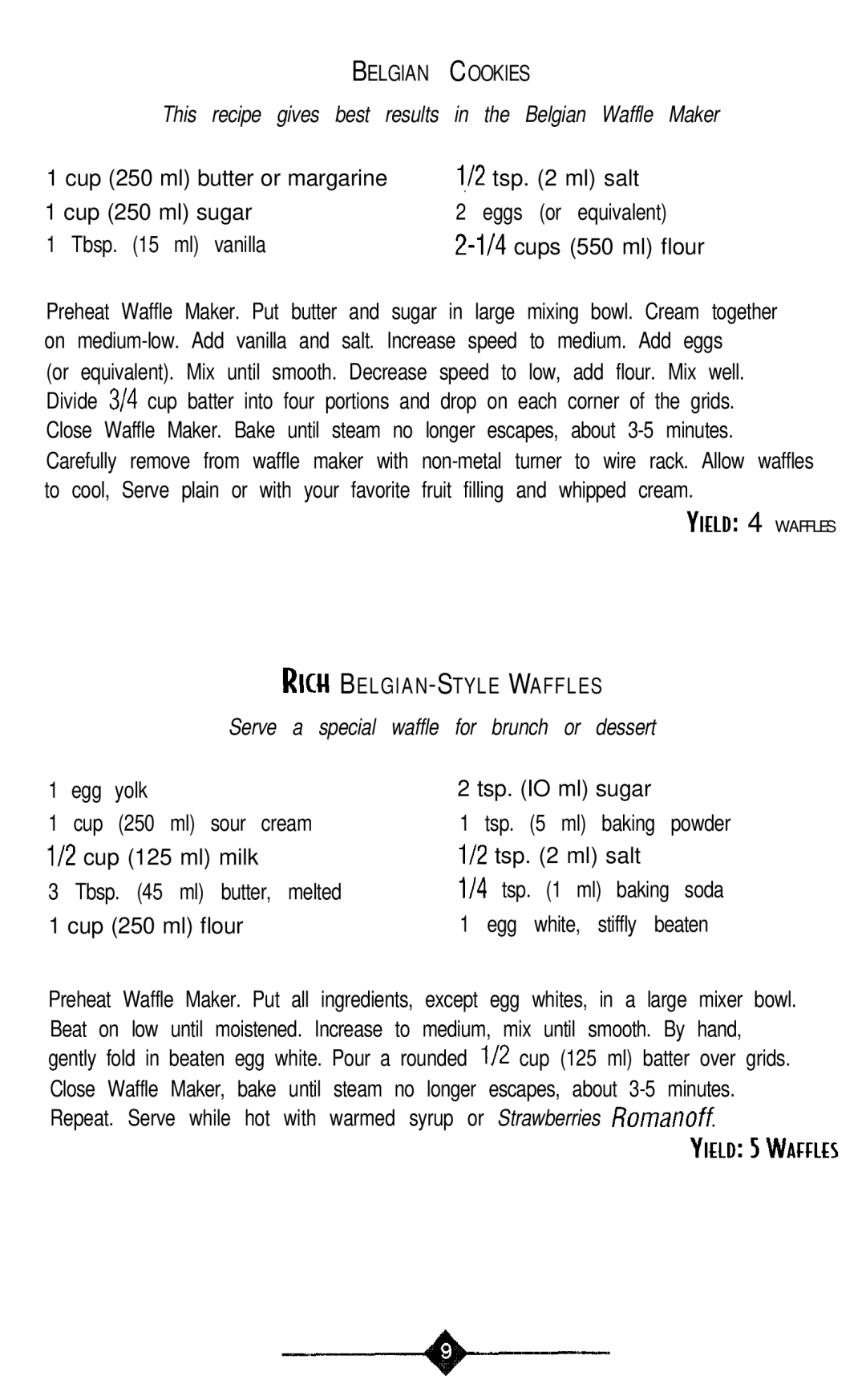 Sunbeam 3856-1 instruction manual Serve a special waffle for brunch or dessert 