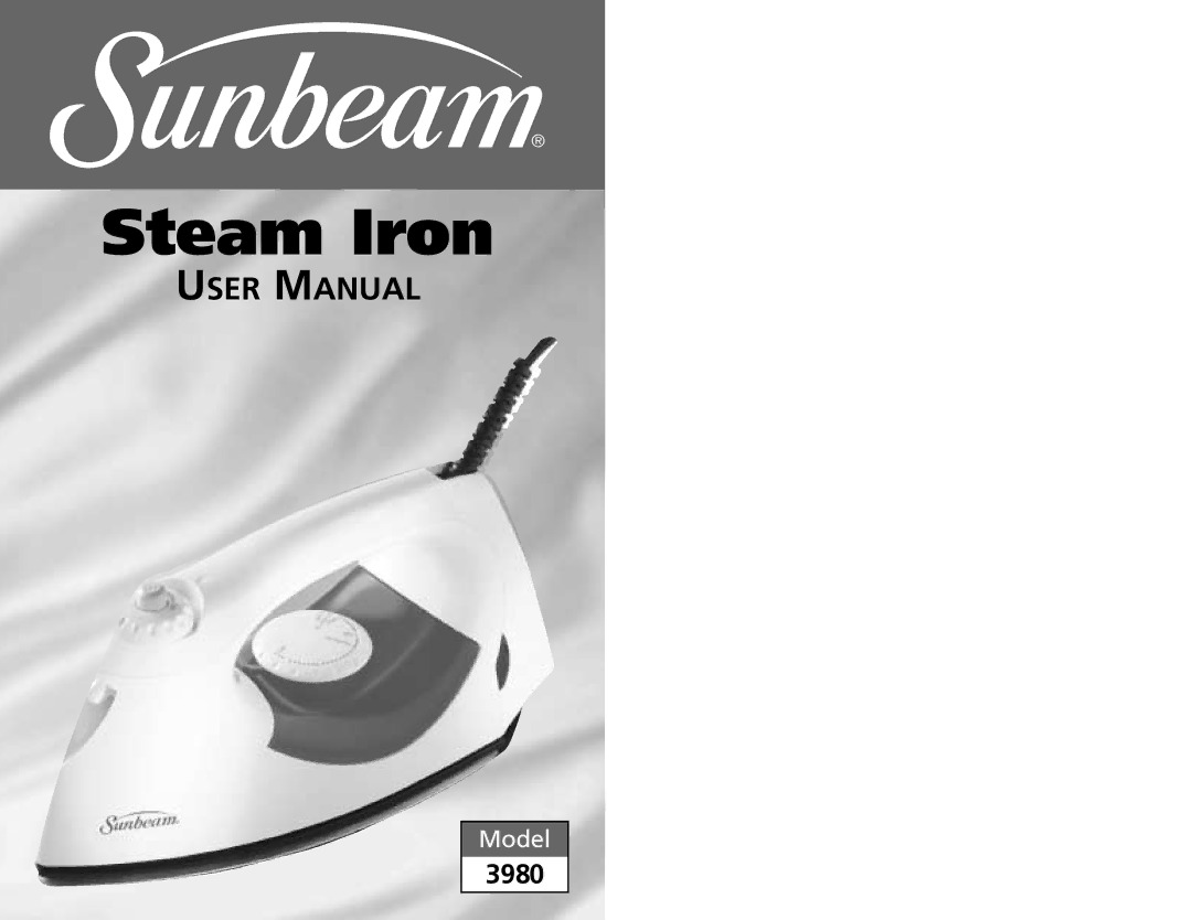 Sunbeam 3980 user manual Steam Iron 