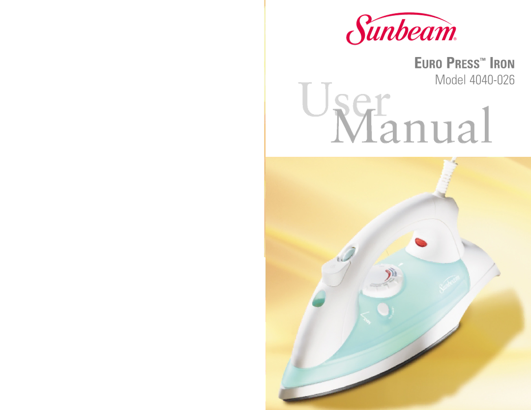 Sunbeam 4040-026 user manual Manual 