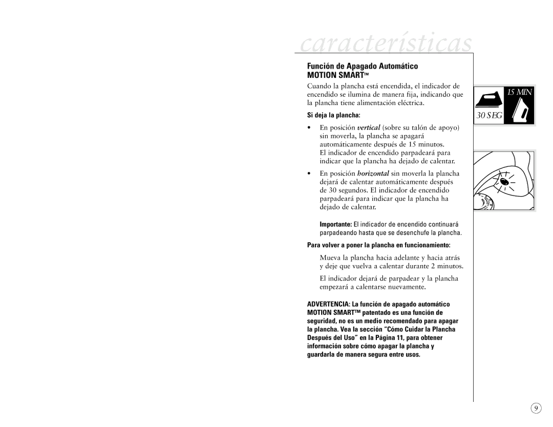 Sunbeam 4040-026 user manual Función de Apagado Automático, Si deja la plancha 