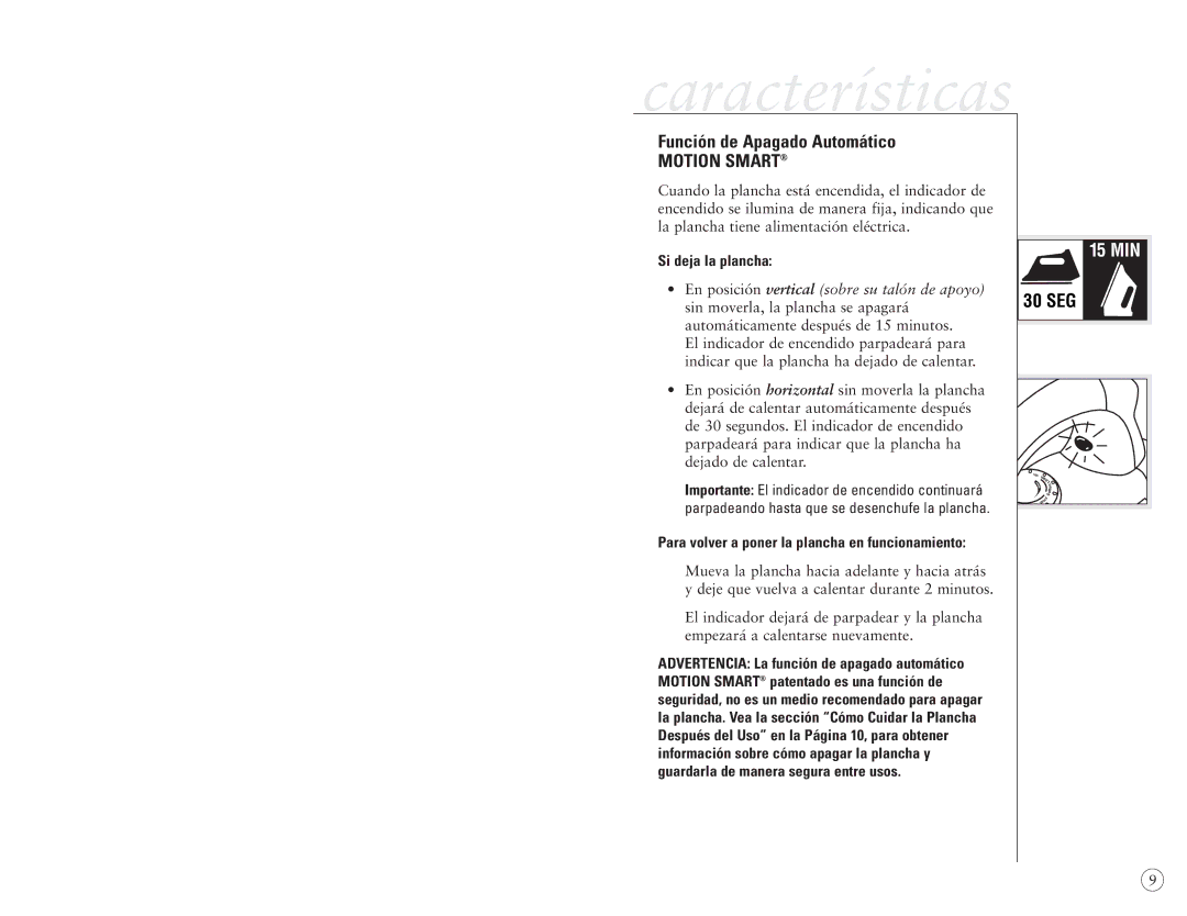 Sunbeam 4044, 4045 user manual Función de Apagado Automático, Si deja la plancha 