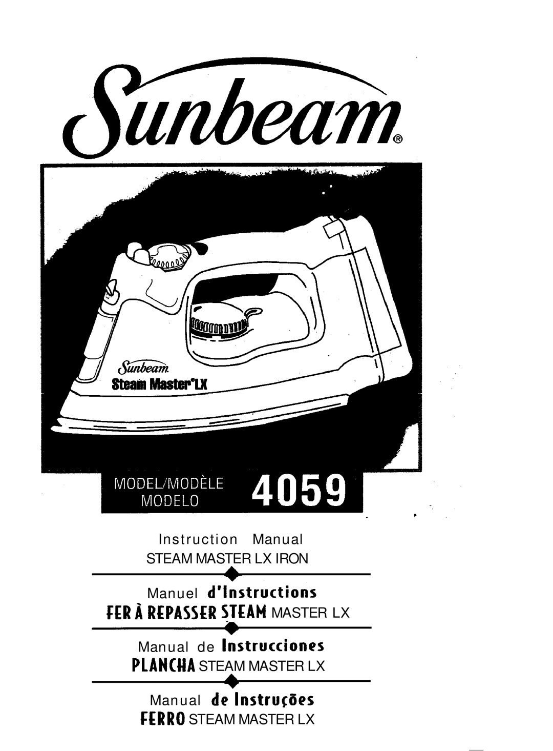 Sunbeam 4059 instruction manual Steam Master LX Iron 