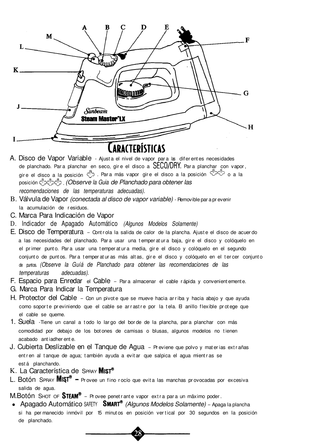 Sunbeam 4059 instruction manual Recomendaciones de las temperaturas adecuadas, Temperaturas adecuadas 