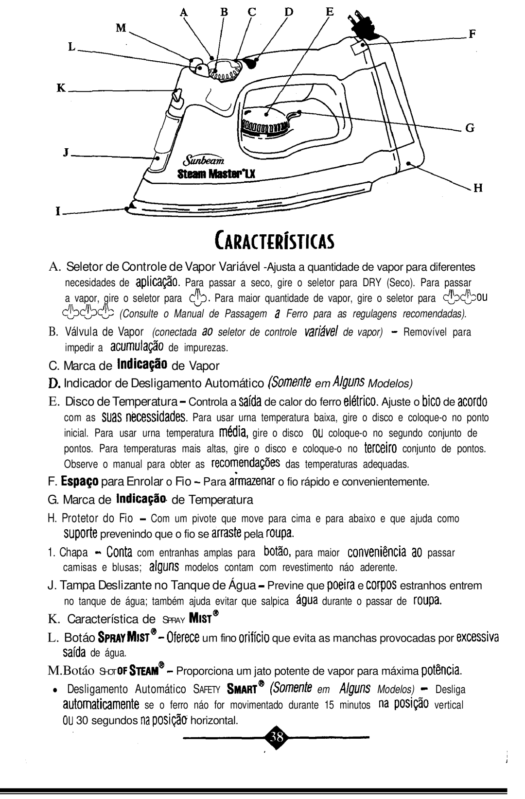 Sunbeam 4059 instruction manual CARACTERíSTICAS 