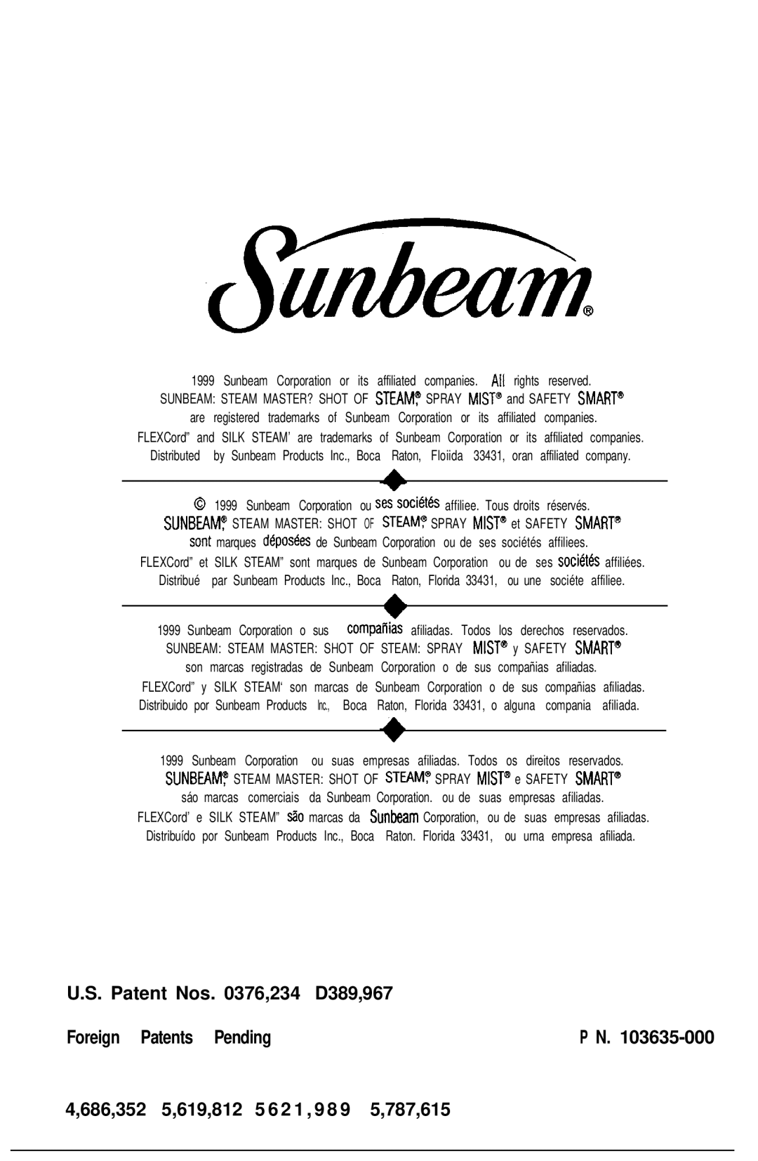 Sunbeam 4059 instruction manual 