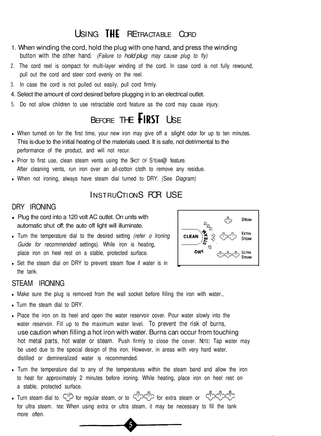 Sunbeam 4059 instruction manual DRY Ironing, Steam Ironing 