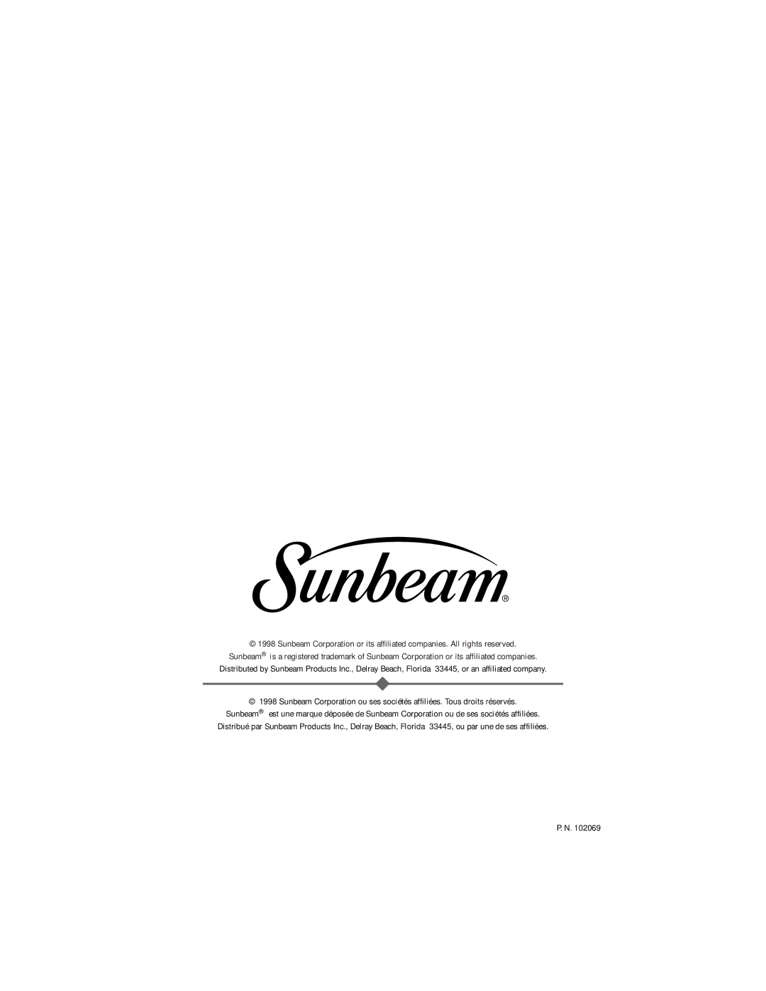 Sunbeam 4142 & 4144, 4141 instruction manual 