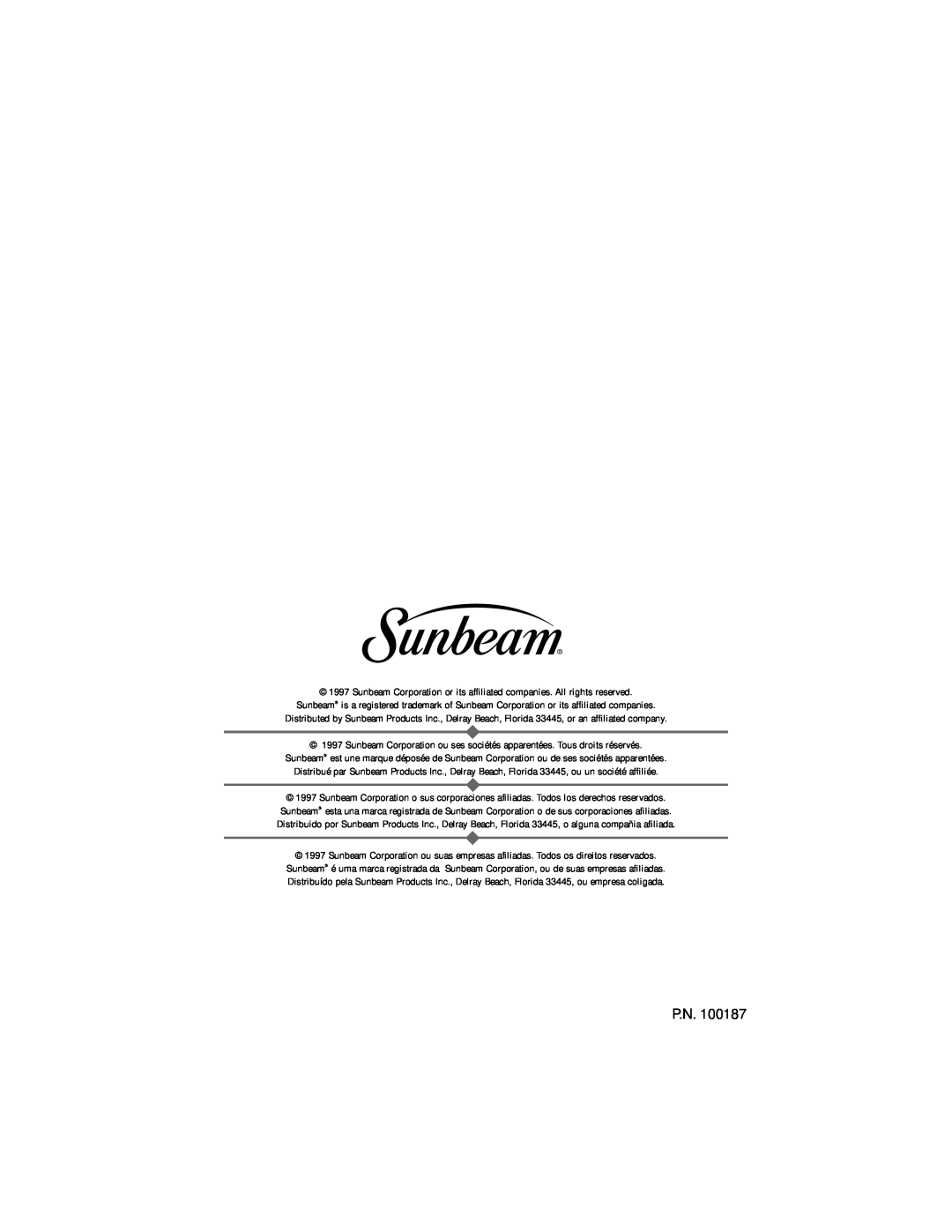 Sunbeam 4706, 4708 instruction manual 