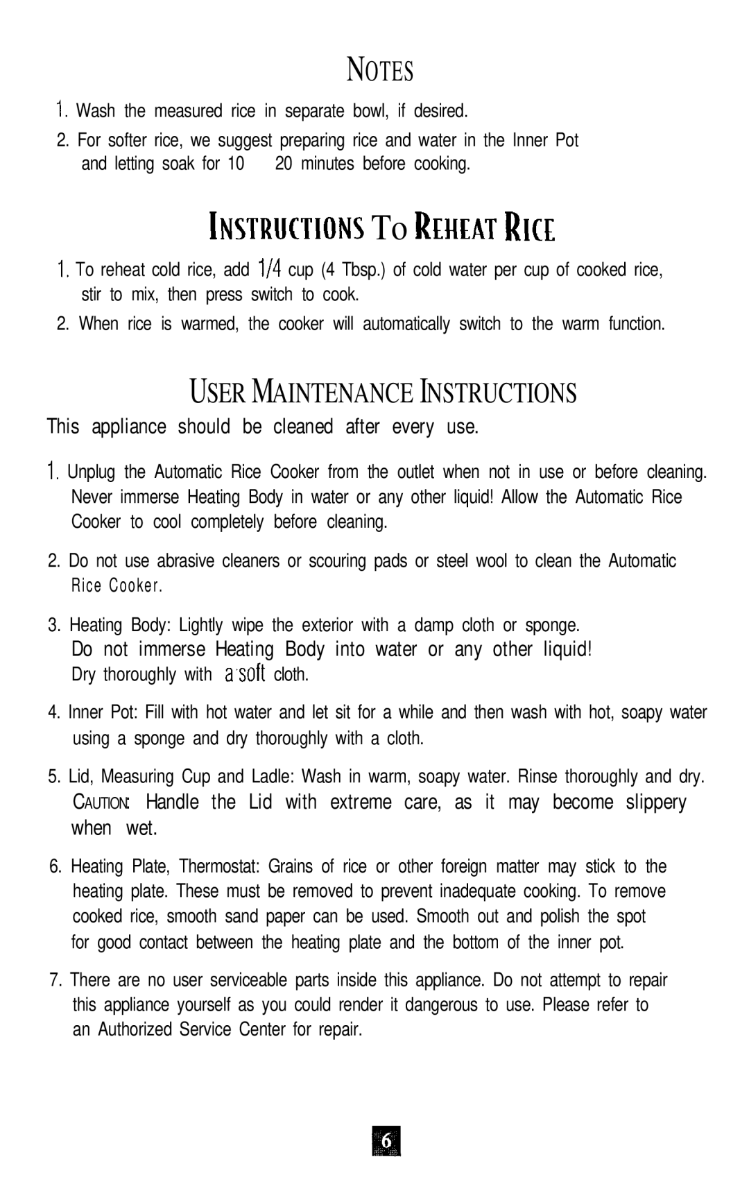 Sunbeam 4707, 4704, 4709 manual Instructions To &EAT RrcE, Wash the measured rice in separate bowl, if desired 