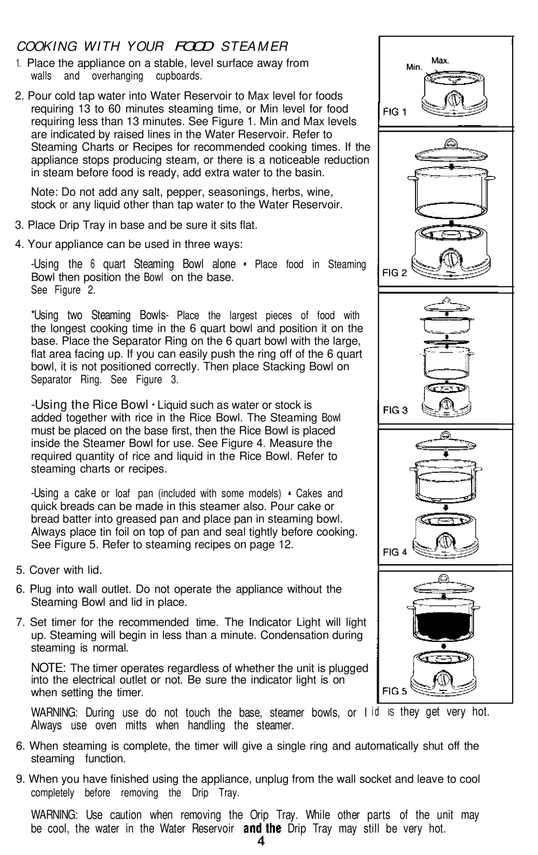 Sunbeam 4713 manual O K I N G W I T H Y O U R Food S T E a M E R 